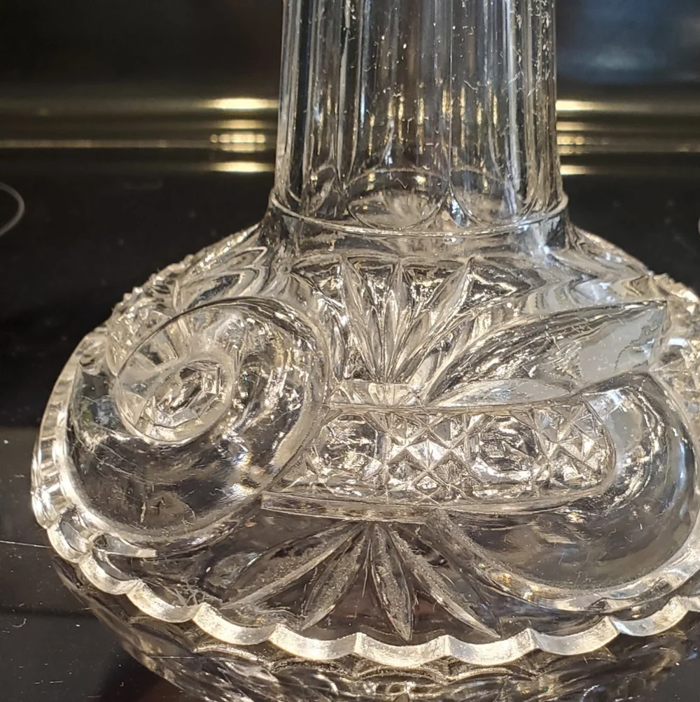 West Virginia Glass Company No. 213 AKA Scroll Cane Band Cake Stand Circa 1895